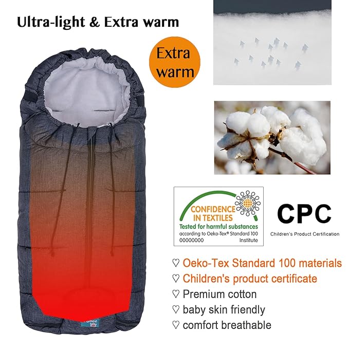 Yobee Winter Waterproof Warm Stroller Bunting Bag, Center and Botton Open for Easy in and Temperature Control, Multi Use, Toldder Size, Grey