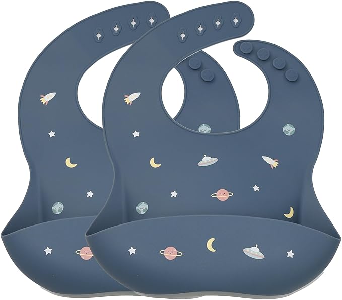 noüka Baby Feeding Bib | 100% Food-Grade Silicone | Comes With A Deep Pocket | Mess Proof & Soft | Dishwasher Friendly