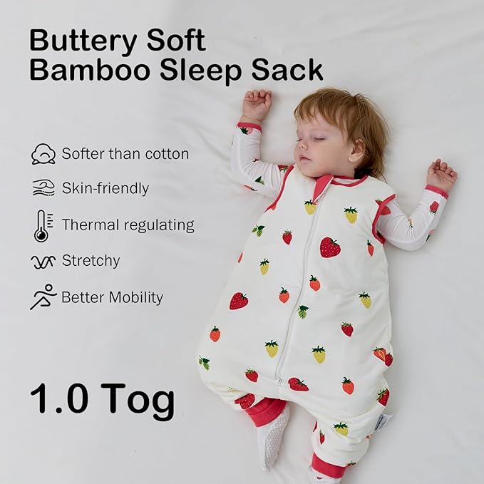 BubblePanda Rayon Made from Bamboo Toddler Sleep Sack with Feet 1.0 Tog Ultra Soft Toddler Sleeping Sack 3t-4t Sleep Bag Walker Quilted Wearable Blanket with Legs 2-Way Zipper Lightweight Extra Long