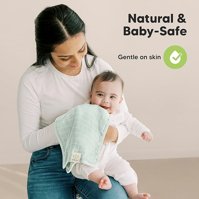 KeaBabies Cotton Muslin Burp Cloths Baby Boy, Girl - 5-Pack Soft & Absorbent Burping Cloth for Babies, Large Baby Towels & Washcloths for Newborn, Spit Up Rags, No Shrink, 20x10" (Eclipse)