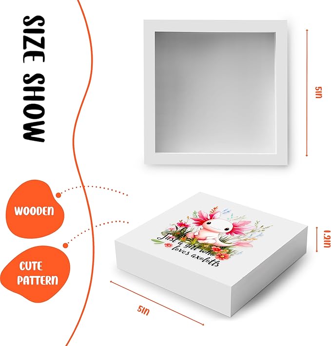 Axolotl Decor Wooden Box Sign Decorative, Home Room Desk Decorations For Teens Teenage Girls Age 8-12, Axolotl Lovers Themed Gifts Stuff Accessories Things Merchandise Items!