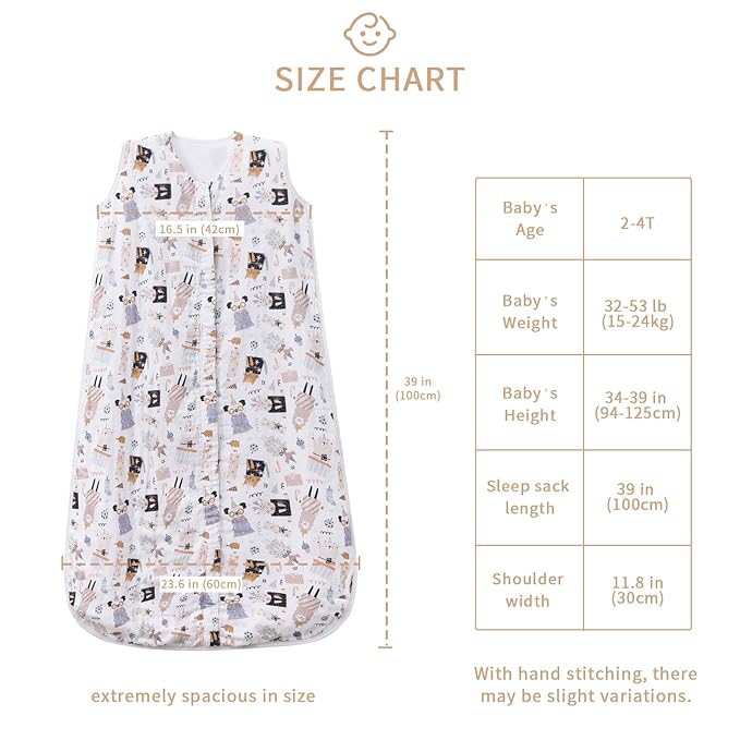 TADO MUSLIN Toddler Sleep Sack 2-4T, 0.5 TOG Lightweight Wearable Blanket, 100% Organic Cotton Muslin, Sleeveless, 2-Way YKK Zipper, OEKO-TEX Certified