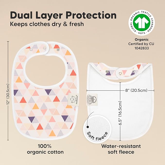 8-Pack Organic Baby Bibs for Boys, Girls - Soft Cotton Drooling and Teething Bibs for Baby Girl & Boy, Extra Absorbent, Easy to Clean & Put On for Toddler, Newborn, Infant 0-24 Months (Prism)