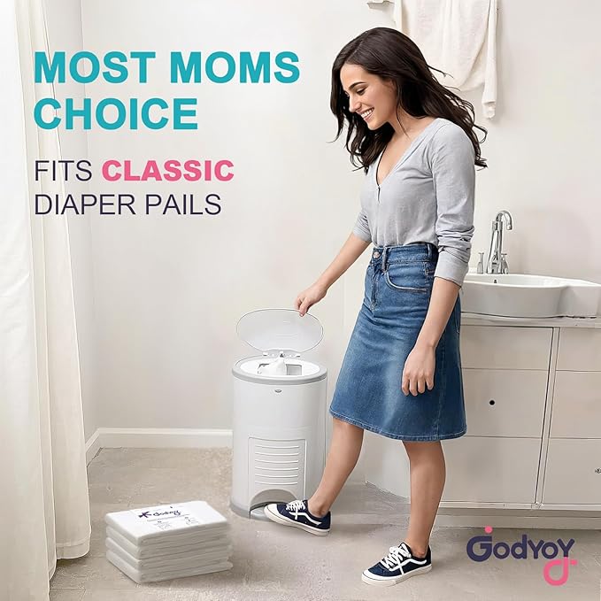 Refills Compatible with DEKOR Classic Diaper Pail Refill Bags| 4 Pack| Super Powerful Odor Eliminator Extra Thick Diaper Pail Bags| Each Holds up to 2772 Diapers| Fresh Lemon Scent| Easy to Replace