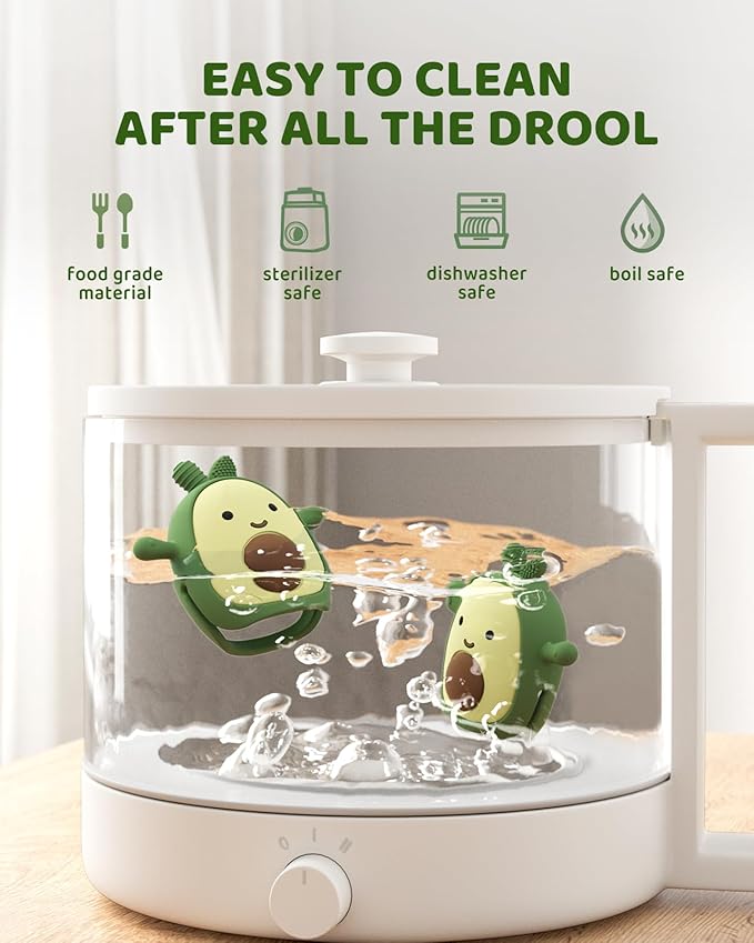 ChooKaChoo Baby Teething Toy Silicone Avocado Teething Mitten for Babies Over 3 Months Anti Dropping Wrist Hand Teethers Baby Chew Toys for Sucking Needs, BPA Free (Patent Pending)