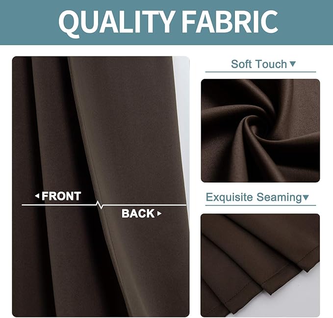 ChrisDowa Room Divider Curtain 108 Inches Long, Wide Blackout Sliding Door Curtain for Bedroom, Room Darkening Privacy Window Curtain for Patio Door (1 Panel Set, Brown, 100 x 108 Inch)
