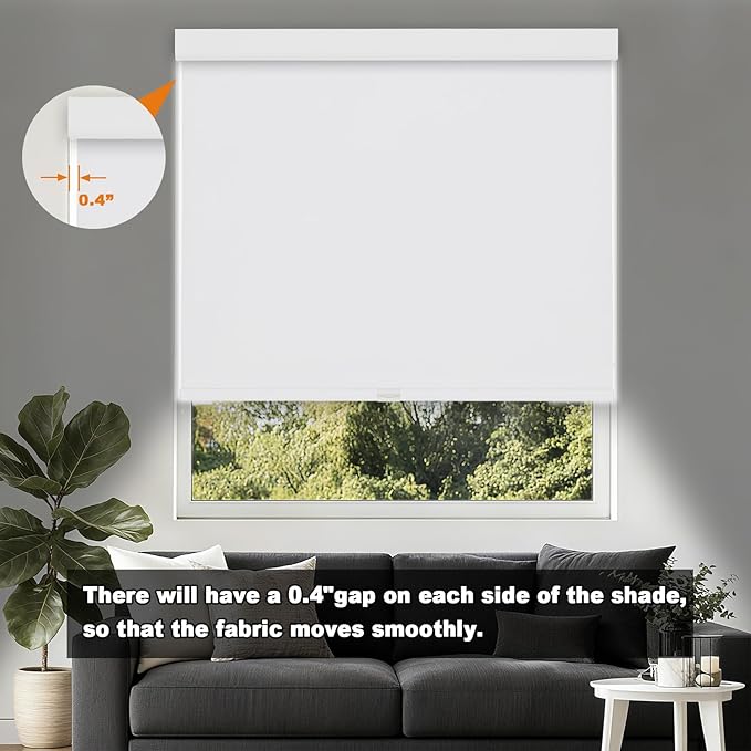 Persilux No Drill No Tools Cordless Blackout Roller Shades Blinds for Windows Free-Stop Pull Down Room Darkening Window Shades, Thermal Insulated Window Blinds for Home, Office (White, 23" W x 72" H)