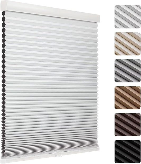 MYshade Cordless Blackout Cellular Shades, 1.5" Honeycomb Window Blinds for Bedroom & Nursery, Thermal Insulated, Noise Reducing, Privacy Shades, Inside or Outside Mount (21" W x 64" H, White)
