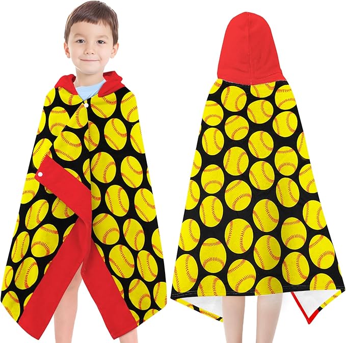 Hooded Poncho Towels for Kids - Ultra Soft 100% Cotton Softball Toddler Hood Bath Towels/Pool Terry Towel Beach Wrap Absorbent Cute Bath & Swim Wrap Gift for Boys & Girls 3-10 Years - Yellow