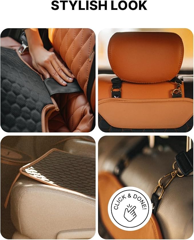 Owleys Kick Mat Back Seat Protector - Car Back Seat Cover for Kids Feet - Waterproof & Sturdy Protector for Upholstery from Dirt, Mud, Scratches and Stain (Hexy Set)