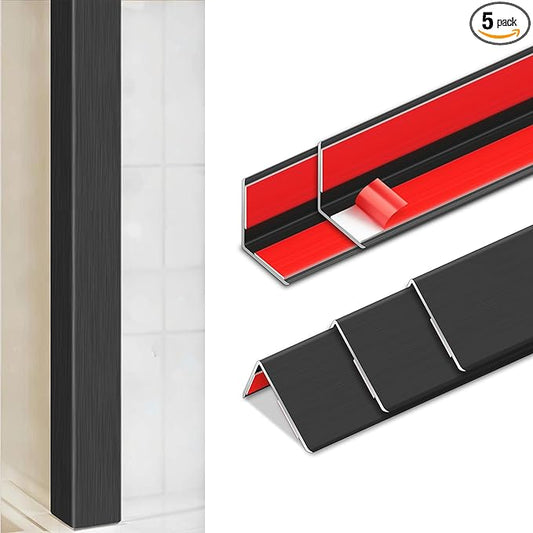 5pcs 57" L*1.42" W Aluminum Self-Adhesive Wall Corner Protectors, Wall Furniture Bumper, Safety Baby Proofing Corner Cushion Table Edge, Wide Coverage and Easy to Install - Black