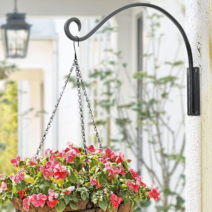 Heavy Duty Plant Hanger Bracket - 2 Packs 16-Inch Metal Bird Feeder Hangers Outdoor, 45lbs Weight Capacity - Hanging Plant Hooks for Heavy Plant, Birdhouse, Wind Chimes, Flower Baskets