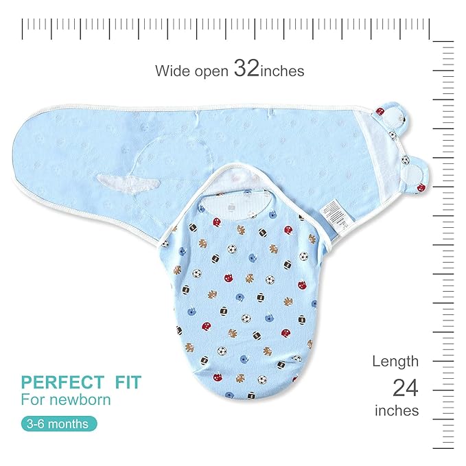 Bubble bear 3 Pack Baby Swaddle 3-6 Months - Infant Adjustable Newborn Swaddles Blanket Baby Girl Boy, Swaddling Wrap Blanket Sleep Sack for Newborn-Blue