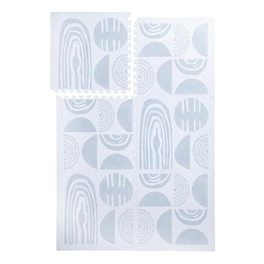 PopsyKosy Premium Baby Floor Play Mat - Extra Thick & Cushioned 1 inch Playroom Foam Mat, Non-Toxic Odorless - 6 Tiles - Spacious 6x4 ft. - Stylish & Large, Waterproof for Kids & Toddlers - Foggy Gray