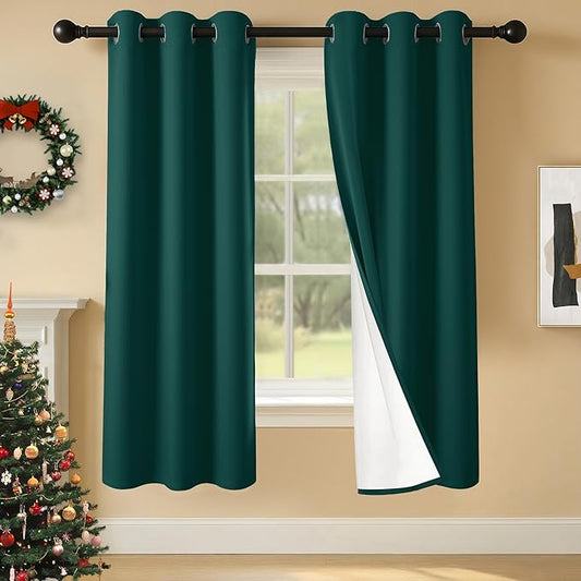 100% Blackout Curtains 63 Inch Length for Bedroom Living Room, Grommet Thermal Insulated Room Darkening Drapes, Light Blocking Window Treatment Decor, 2 Panels, 37x63, Sapphire