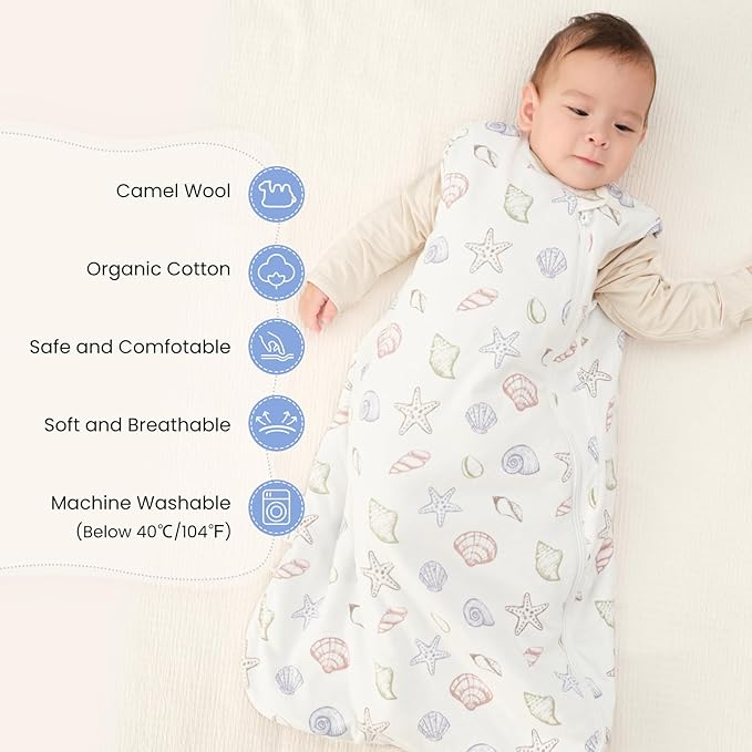 kaiya baby Unisex Sleeping Bag for Babies and Toddlers 1.0 Tog Sleep Sack 0-6 Months, Newborn Sleep Sack, Wearable Blanket Baby, One Piece Sleeveless Sleep Sack, Gifts for Baby