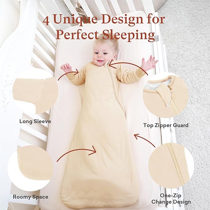 littogoose Baby Sleep Sack 1.0 TOG, Long Sleeve Wearable Blanket Soft Infants Sleeping Sack Boy Girl for 3-6 Months 2T-4T