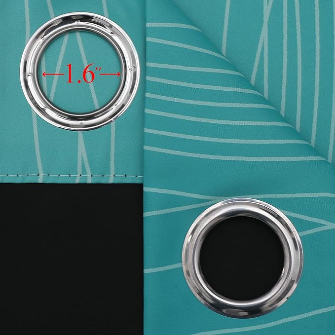 Estelar Textiler Teal and Greyish White Blackout Curtains & Drapes for Bedroom, Thermal Insulated Ombre Blackout Drapes, Room Darkening Energy Saving Curtains for Living Room, 42Wx63L, 2 Panels
