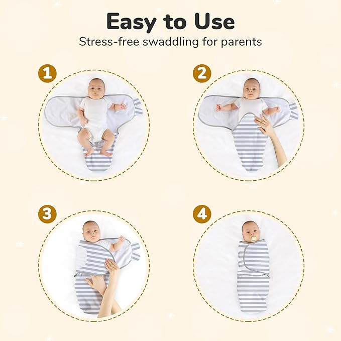 Mama Cheetah Baby Swaddle Sack, Organic Swaddle Blanket, Newborn Swaddling Sleep Sacks, Adjustable Infant Swaddle Wrap, Easy Swaddles for Boy Girl 0-3 Month, Baby Essentials, Nursery Swaddling, 4-Pack