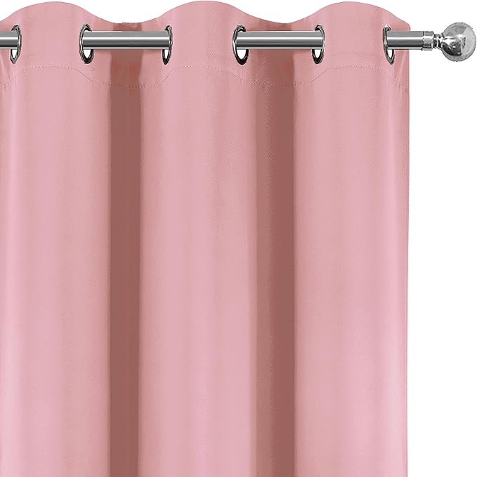 LEMOMO Blackout Curtains 42 x 63 Inch Pink Curtains 2 Panels Darkening Thermal Insulated Bedroom Curtains