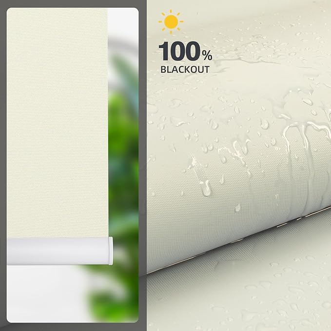 ZSTARR Motorized Blinds with Remote,Full Blackout Smart Mini Window Blinds Shades Rechargeable Roller Shades for Home Custom Size (Beige Yellow)
