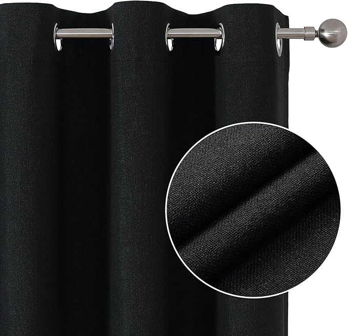 Joydeco Blackout Curtains 120 Inches Long 2 Panels Burg, Room Darkening Curtains for Bedroom, 100% Black Out Textured Thermal Drapes Privacy Protection 2 Panels Set(W52 x L120 Inch, Charcoal Grey)