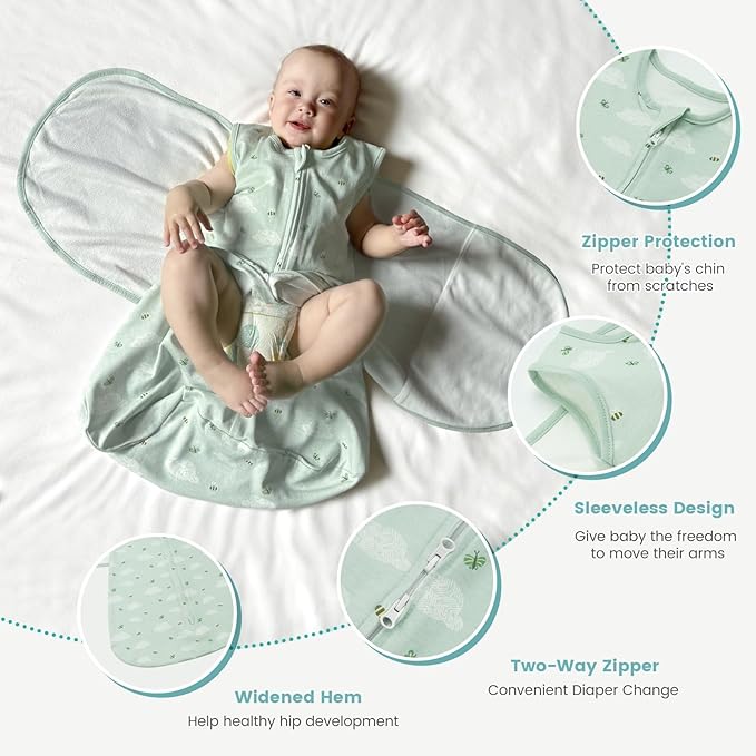 LILBESTIE Baby Swaddle Sleep Sack, 1.0 Tog New-Parent-Friendly Swaddle for Newborns & infant 6-12 Months Baby Wearable Blanket Reduce Startle Reflex, Newborn Boys Girls Registry Essentials