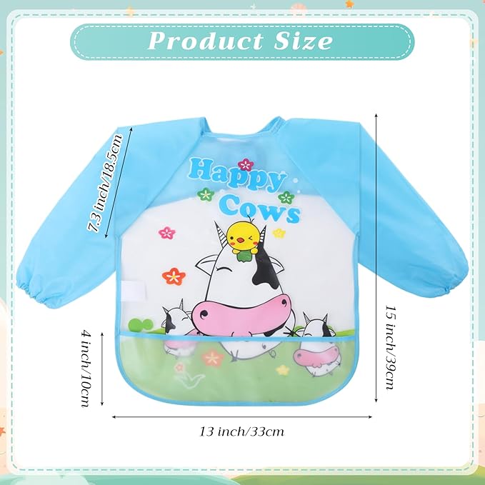 Tarpop Long Sleeve Bibs Infant Smocks Multi Pack Waterproof Soft Sleeved Bibs for Babies Toddler Eating Feeding