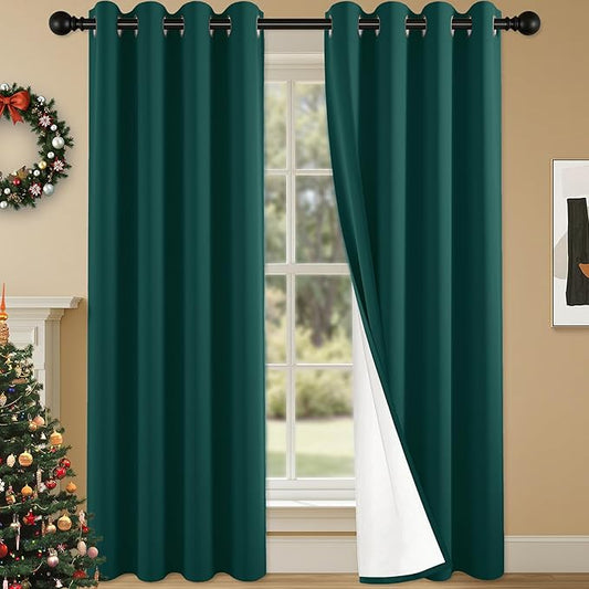 100% Blackout Curtains 95 Inch Length for Bedroom Living Room, Grommet Thermal Insulated Room Darkening Drapes, Light Blocking Window Treatment Decor, 2 Panels, 54x95, Sapphire
