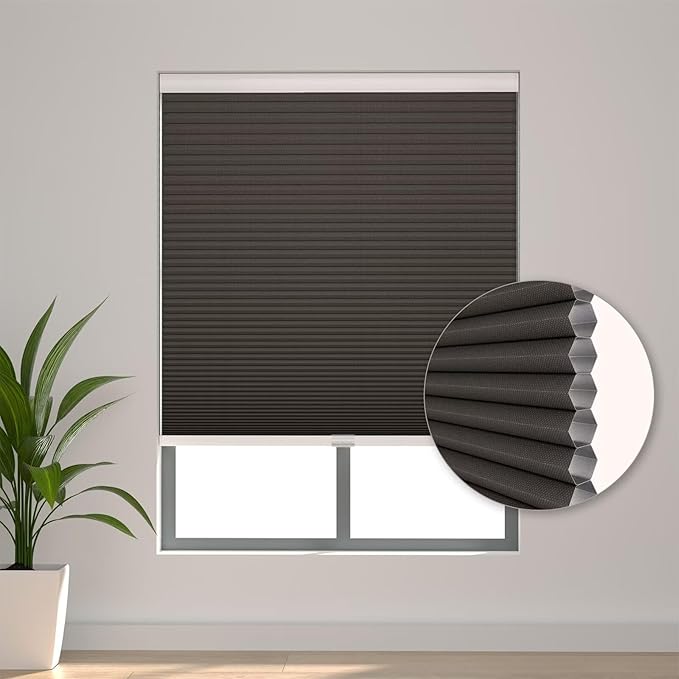 Changshade Cordless Blackout Cellular Shades for Indoor Windows Doors, Black Out Room Darkening HoneyComb Blinds Thermal Insulated 1.5 Inch Cell for Home, Bedroom, Bathroom, Nursey, 22"W×50"H, Taupe