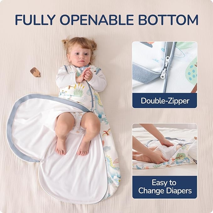 usbettas 1.0 Tog 2.5 Tog Baby Sleep Sack, 100% Cotton Baby Sleeping Bag 3-24M, 2-Way Zipper Baby Wearable Blanket