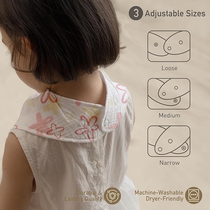 CIVARUA KIDS Muslin Baby Bibs 8 Pack, Baby Bandana Drool Bib for Drooling and Teething, Cotton Soft Absorbent for Girls Boys