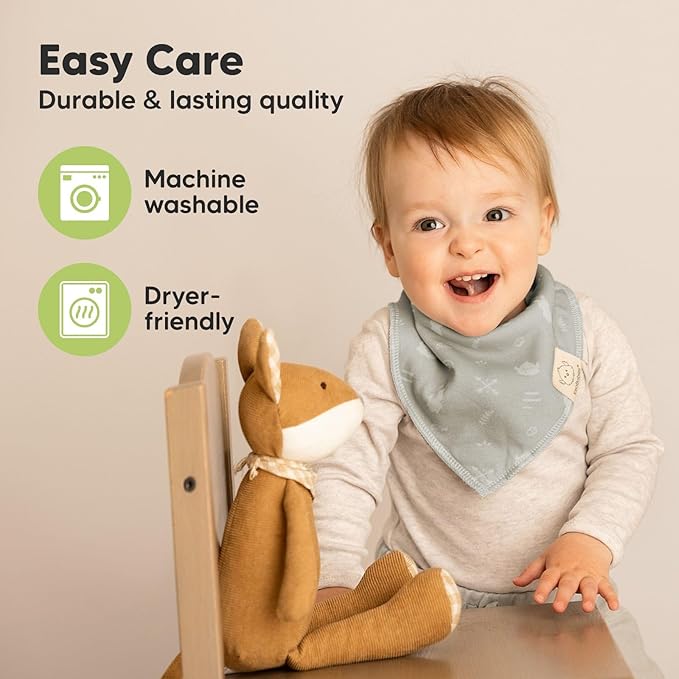 KeaBabies 8-Pack Organic Baby Bandana Bibs for Boys, Girls - Super Absorbent Triangle Baby Bibs for Drooling and Teething Infant, 100% Cotton Extra Soft for Newborn, Infant 0-36 Months (Nordic)