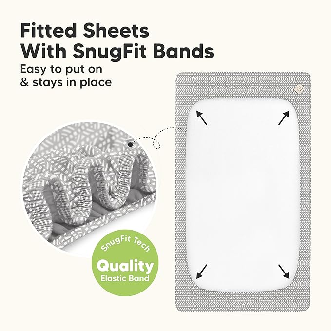 2-Pack Waterproof Baby Crib Sheets for Boys, Girls - 52x28 Viscose Derived from Bamboo Toddler Bed Sheet Neutral, Fitted Crib Mattress Protector Cover for Baby Bedding, Soft & Gentle (Nordic)
