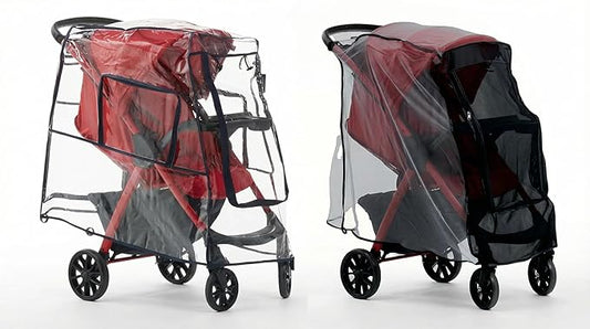 Large Stroller Sunshade & Rain Cover-Protect Your Baby Stroller from Sun, Rain, Wind, Dust-Built in Mosquito Netting-Universal Weather Shield for Baby Carriage