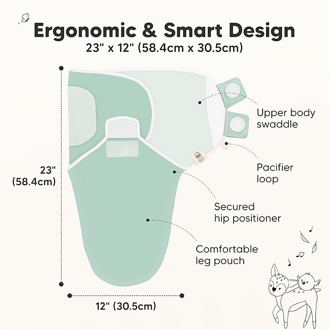 3-Pack Organic Baby Swaddle Sleep Sacks - Swaddles for Newborns, Infant 0-3 Months, Baby Girls, Boys, Soft & Snug Newborn Sleep Sack, Nursery Swaddling Blankets (Sage)