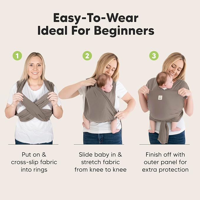 KeaBabies Baby Wrap Carrier Ring Sling - Easy to Wear, Adjustable D-Lite Baby Carrier Newborn to Toddler, Infant Carrying Shirt, Hands Free Bonding, Breathable Fabric Wearing Wrap (Copper Gray)