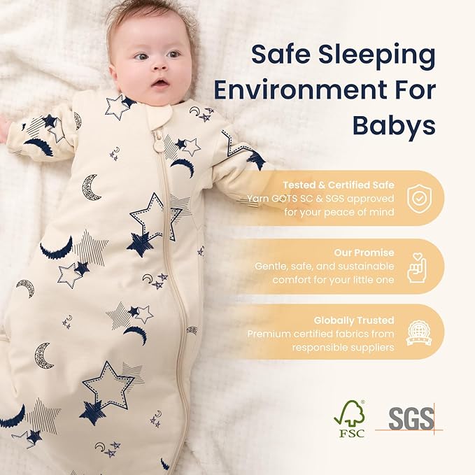 Unisex Sleeping Bag for Babies and Toddlers 3.5 Tog Sleep Sack, Baby Sleep Sack, One piece with sleeves, Gifts for Baby