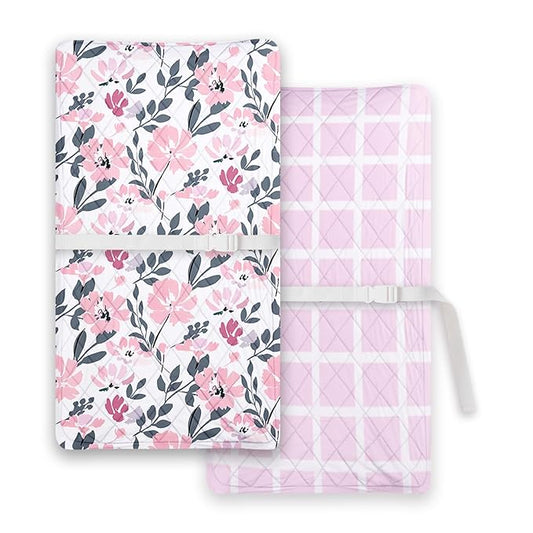 TotChill Light Quilted Changing Pad Cover 2 Pack, Soft Fitted Changing Table Covers for Baby Boys and Girls, Pink Daisy