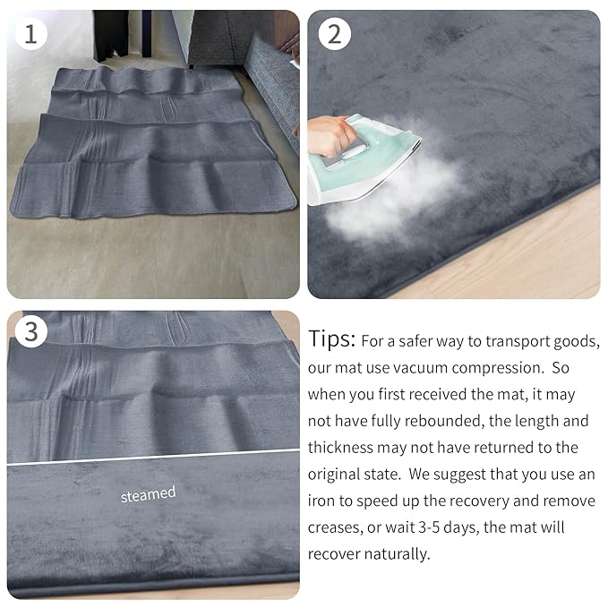 Baby Play Mat for Floor,Extra Large 59"×71" Playpen Mat for Tummy Time,Thicker Padded Elasti Foam Activity Mats for Toddler,Infant,Kids,Water Repellent Ultra Soft Velvet,Non-Slip Backing Safe for Crawling,Nursery & Playroom(Dark Grey)