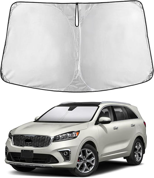 EcoNour Windshield Sun Shade for Kia Sorento 2016–2020 | Front Window Sunshade | Foldable Car Sun Protector | Blocks UV Rays & Keeps Interior Cooler