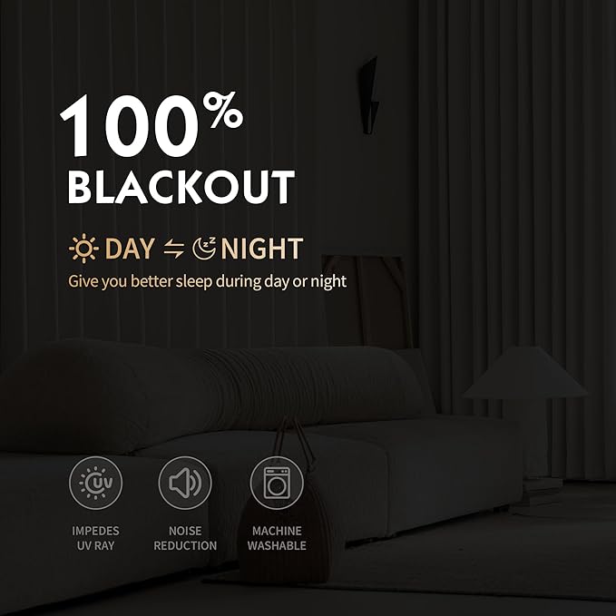 FMFUNCTEX 100% Blackout Curtains for Bedroom, Beige Curtains 84 Inches Long Textured Thermal Insulated Curtains for Living Room Drapes, Black Out Drapery Grommet Room Darkening 2 Panels, 40" W x 84" L