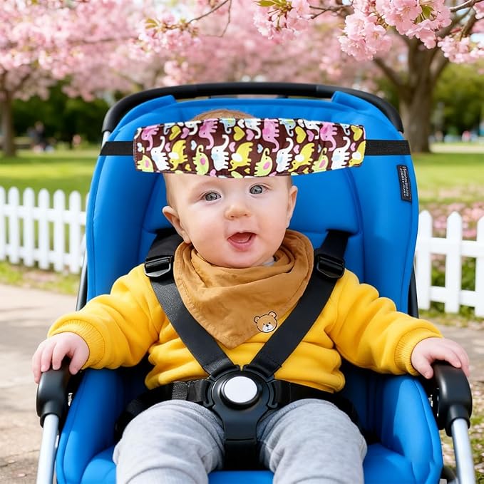 4 Pcs Baby Car Seat Head Support Toddler Infant Head Support Neck Relief Strap Headrest Sleeping Traveling for Kids Children Child Baby(Bear, Rabbit, Elephant, Brown Elephant)
