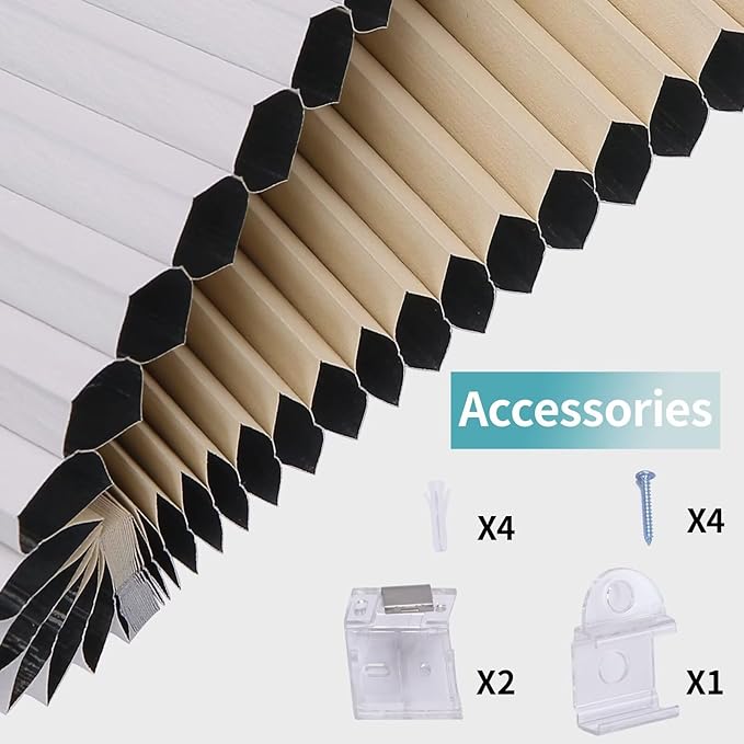 MYshade Cordless Blackout Window Blinds & Shades Pull Down Room Darkening Window Shades Light Blocking Honeycomb Cellular Shade for Indoor Windows Easy to Install 31 inch Wide, H72 Beige Blinds