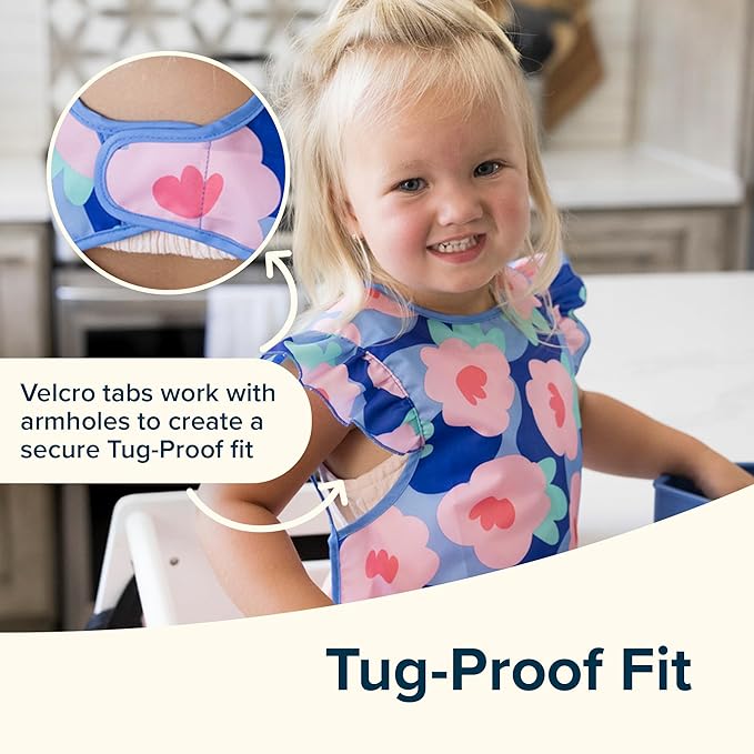 Tiny Twinkle Mess Proof Baby Bibs | 2 Pack Waterproof Toddler Bib for Eating | Baby Apron for Feeding, Machine Washable, Perfect Shower Gift (Sage Charcoal, 6–24M)