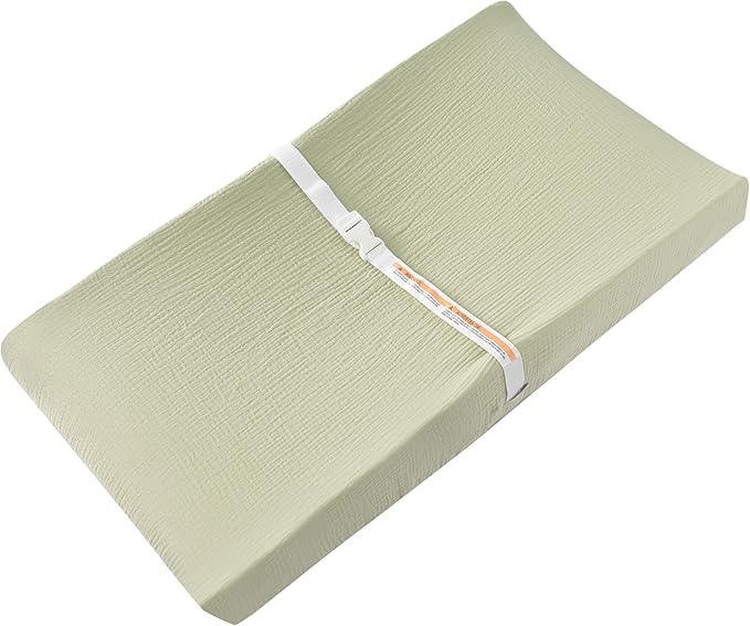 Changing Pad Cover for Baby Girls Boys - 100% Organic Cotton Muslin Changing Pad Sheets with Secure 360° Elastic Fit, Ultra-Soft for Delicate Skin, 2 Pack