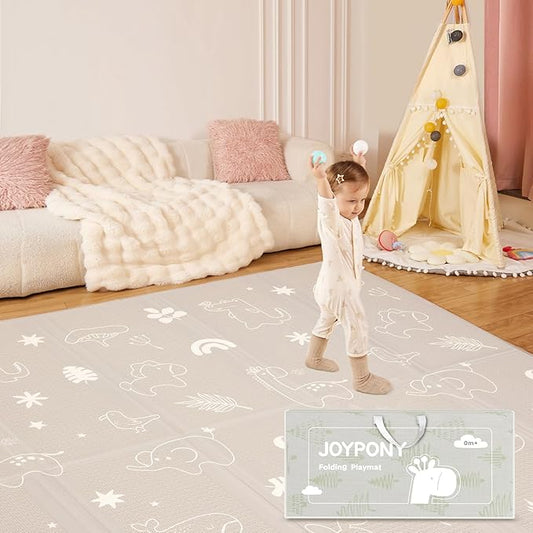 Baby Play Mat, 59 x 79 Inch Foldable Play Mats for Babies and Toddlers, Waterproof & Anti-Slip Portable Floor Mat for Playpen with Travel Bag