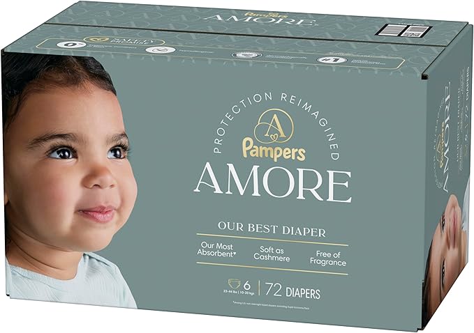 Pampers Amore, Size 6 (23-44 lbs), 72 Count, Our Best Diaper