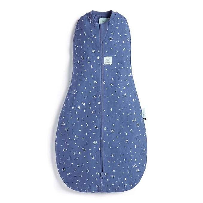 ergoPouch Cocoon Swaddle Sack 0.2 TOG - Baby Sleep Sack, Gentle Snug Fit Helps Calm Startle Reflex, Ideal for Arms In/Out Sleeping, Soft Breathable Fabric for Better Sleep (0 Months, Night Sky)