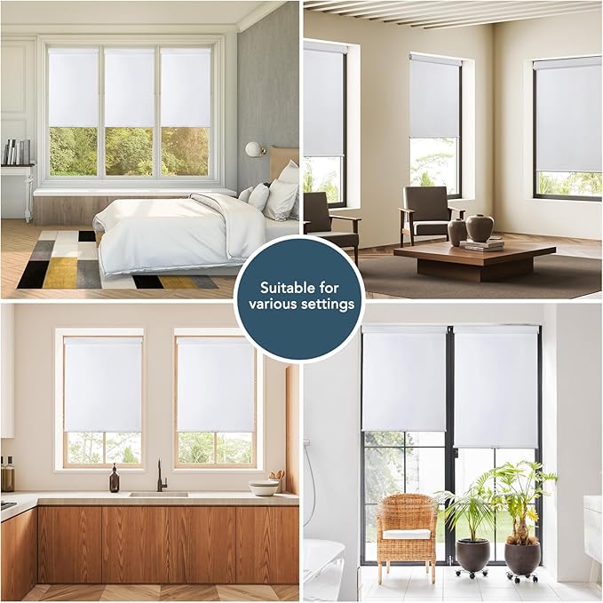 Roller Window Shades Free-Stop Cordless Blackout Blinds, Thermal Insulated Pull Down Shades for Windows, UV Protection Fabric Roller Blinds for Home Office (57.5" Wx72 H, White)